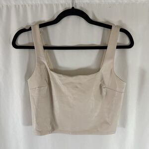 Express Body Contour Crop Top Women's Small Faux Leather White Tank Sleeveless